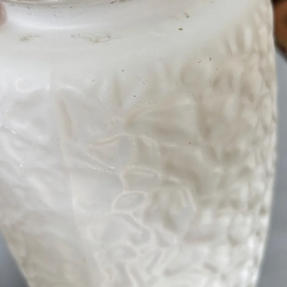 Vintage Mid Century Milk Glass Texture Lamp Shade Globe White Replacement Oblong